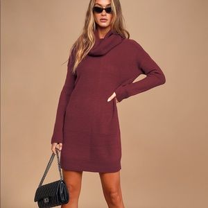 Lulus Tea Reader Burgundy Sweater Dress